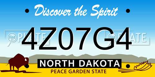 4Z07G4 North Dakota License Plate