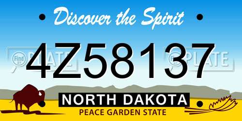 4Z58137 North Dakota License Plate