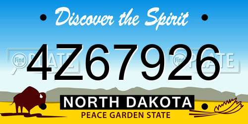 4Z67926 North Dakota License Plate