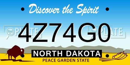 4Z74G0 North Dakota License Plate