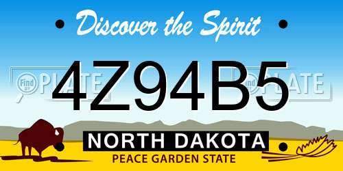 4Z94B5 North Dakota License Plate