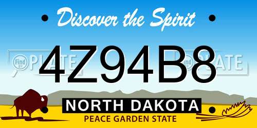 4Z94B8 North Dakota License Plate