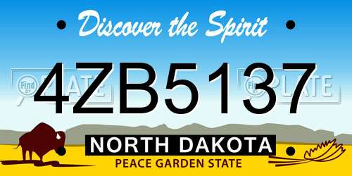 4ZB5137 North Dakota License Plate