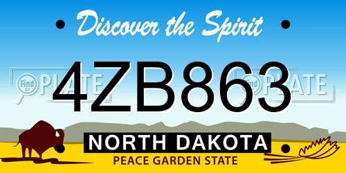 4ZB863 North Dakota License Plate
