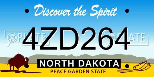 4ZD264 North Dakota License Plate
