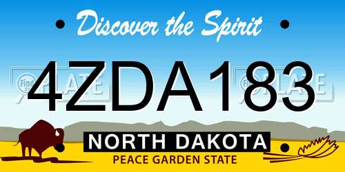 4ZDA183 North Dakota License Plate