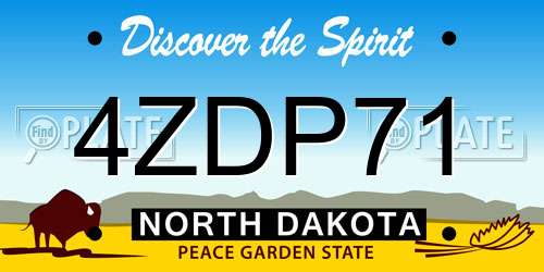 4ZDP71 North Dakota License Plate