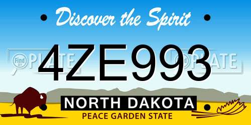 4ZE993 North Dakota License Plate