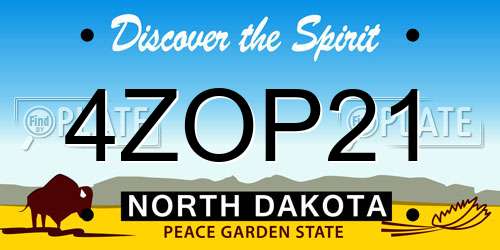 4ZOP21 North Dakota License Plate