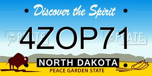 4ZOP71 North Dakota License Plate
