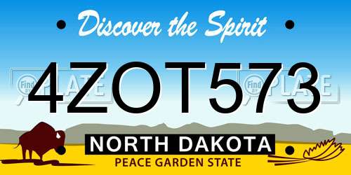 4ZOT573 North Dakota License Plate