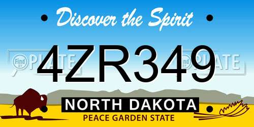 4ZR349 North Dakota License Plate