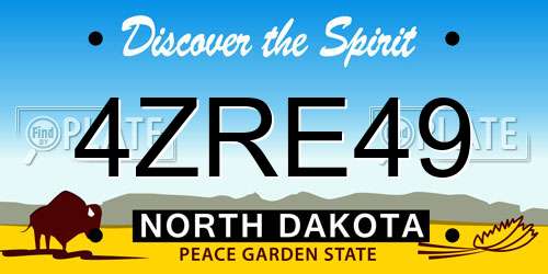 4ZRE49 North Dakota License Plate