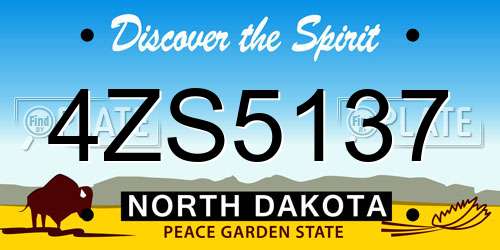 4ZS5137 North Dakota License Plate