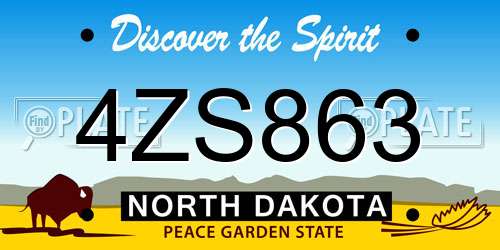 4ZS863 North Dakota License Plate