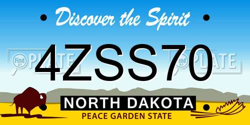 4ZSS70 North Dakota License Plate