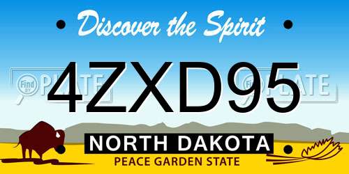 4ZXD95 North Dakota License Plate