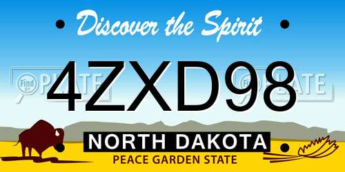 4ZXD98 North Dakota License Plate