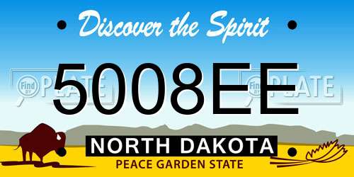 5008EE North Dakota License Plate