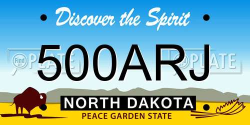 500ARJ North Dakota License Plate