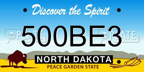 500BE3 North Dakota License Plate