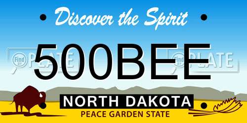 500BEE North Dakota License Plate