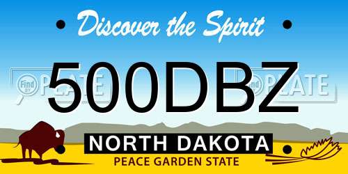500DBZ North Dakota License Plate