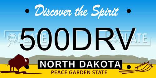 500DRV North Dakota License Plate