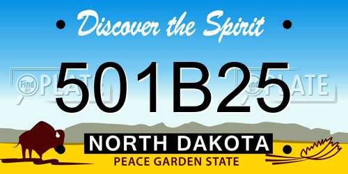 501B25 North Dakota License Plate