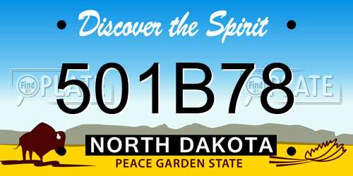 501B78 North Dakota License Plate