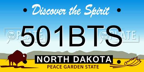 501BTS North Dakota License Plate