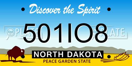 501IO8 North Dakota License Plate