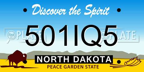 501IQ5 North Dakota License Plate