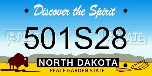 501S28 North Dakota License Plate