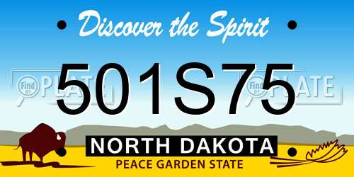 501S75 North Dakota License Plate