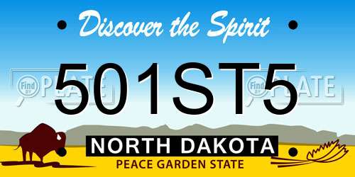 501ST5 North Dakota License Plate