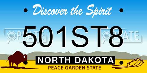 501ST8 North Dakota License Plate