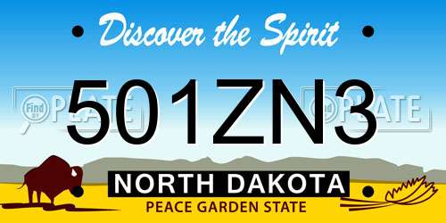 501ZN3 North Dakota License Plate