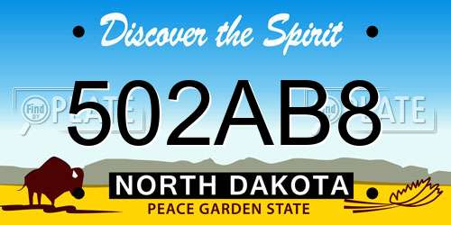 502AB8 North Dakota License Plate