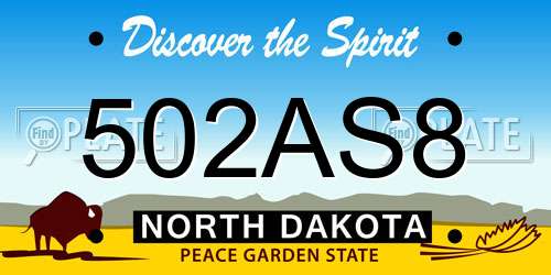 502AS8 North Dakota License Plate