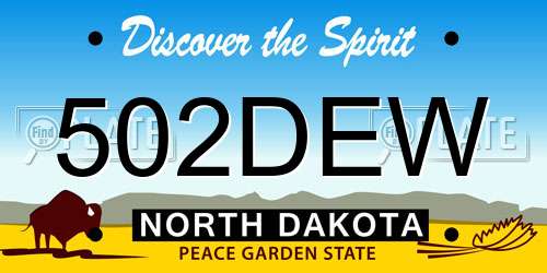 502DEW North Dakota License Plate