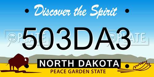 503DA3 North Dakota License Plate