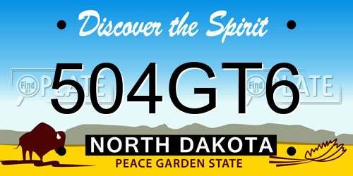 504GT6 North Dakota License Plate