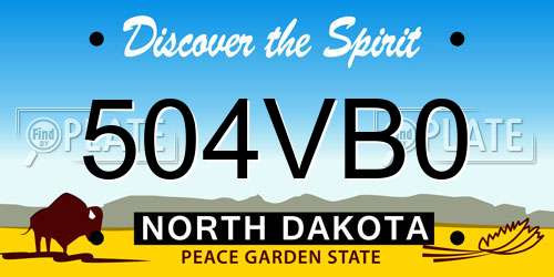 504VB0 North Dakota License Plate