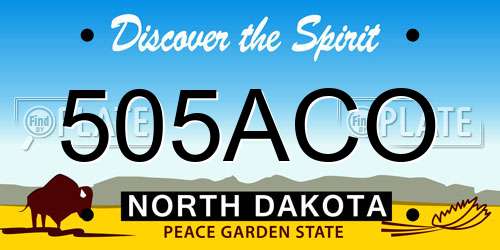 505ACO North Dakota License Plate