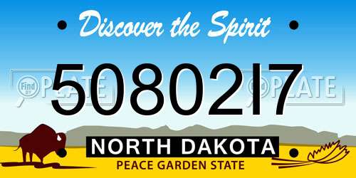 50802I7 North Dakota License Plate