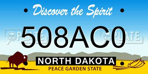 508AC0 North Dakota License Plate