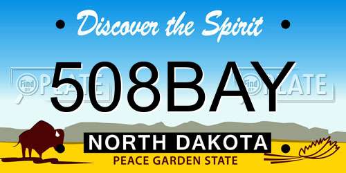 508BAY North Dakota License Plate