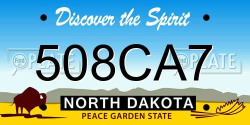 508CA7 North Dakota License Plate