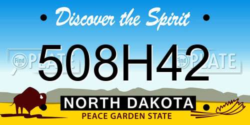 508H42 North Dakota License Plate